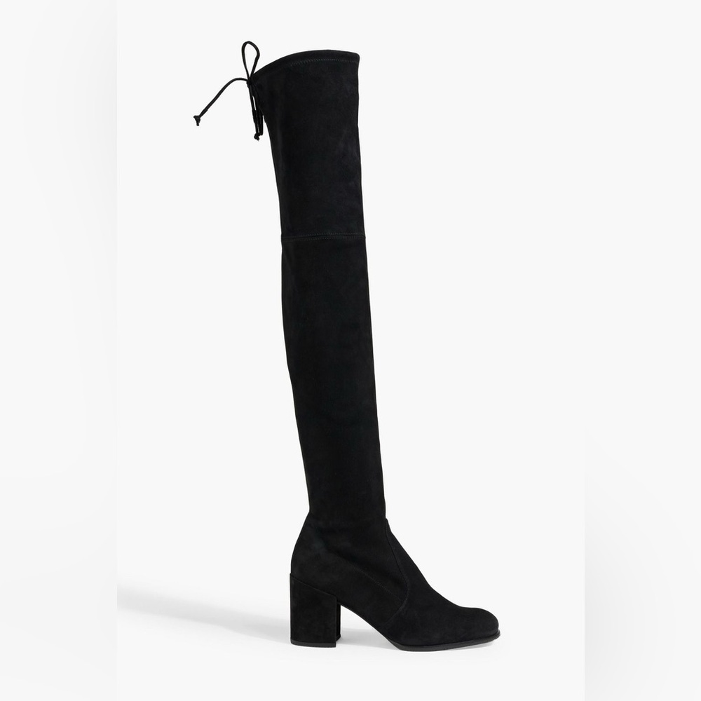 NWT Stuart Weitzman Tieland Stretch Black Suede Over-the-Knee Boot, Size: 10